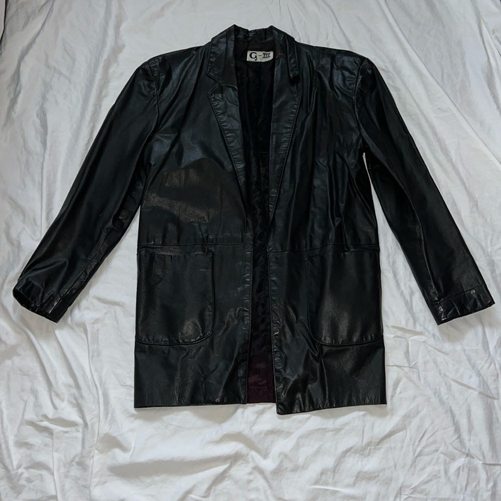 Black Leather Blazer Jacket